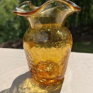 Rainbow Amber  Crackle Glass Vase